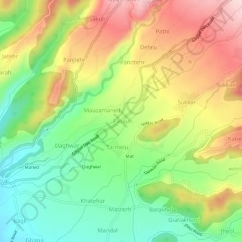 Carte topographique Passu, altitude, relief