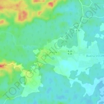 Carte topographique Curiepe, altitude, relief