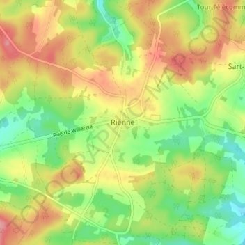 Carte topographique Rienne, altitude, relief