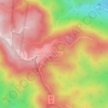 Carte topographique Mount Glorious, altitude, relief