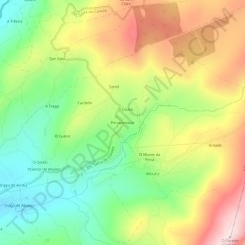 Carte topographique Penaventosa, altitude, relief