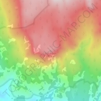 Carte topographique Bull Point, altitude, relief