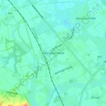 Carte topographique Menzelen-West, altitude, relief