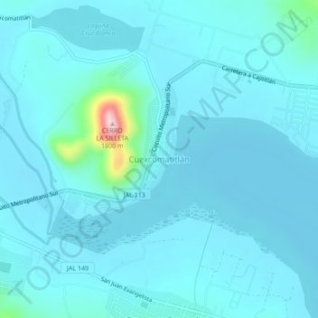 Carte topographique Cuexcomatitlán, altitude, relief