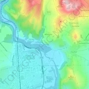 Carte topographique Les Garennes, altitude, relief