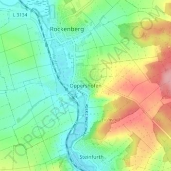 Carte topographique Oppershofen, altitude, relief