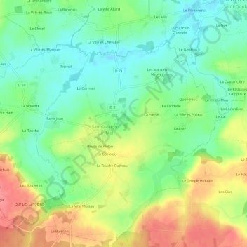 Carte topographique Rouault, altitude, relief