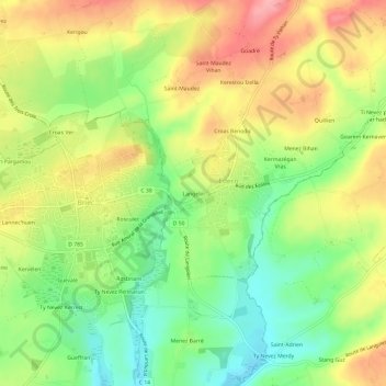 Carte topographique Langelin, altitude, relief