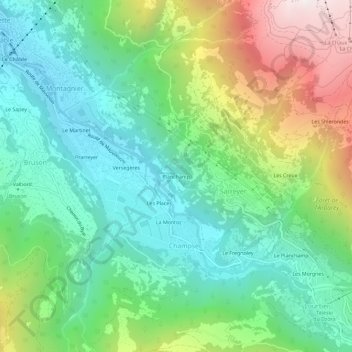 Carte topographique Planchamp, altitude, relief
