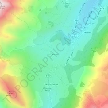Carte topographique Coutières, altitude, relief