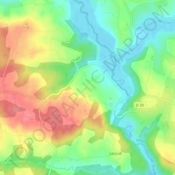 Carte topographique Lespont, altitude, relief