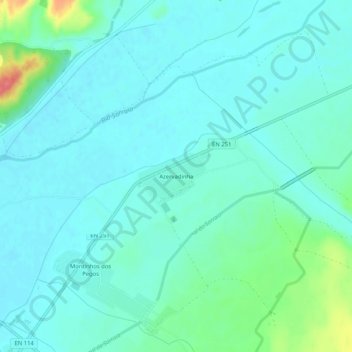 Carte topographique Azervadinha, altitude, relief