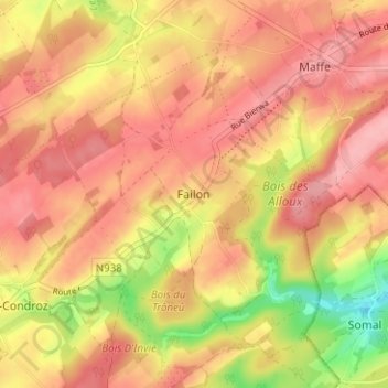 Carte topographique Failon, altitude, relief