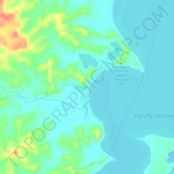 Carte topographique Manambato, altitude, relief