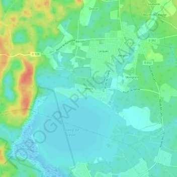 Carte topographique Moura, altitude, relief