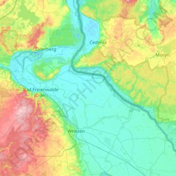 Carte topographique Oderaue, altitude, relief