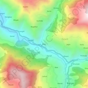 Carte topographique Ropa, altitude, relief