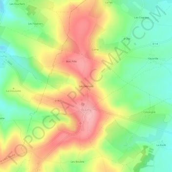 Carte topographique Les Desruez, altitude, relief