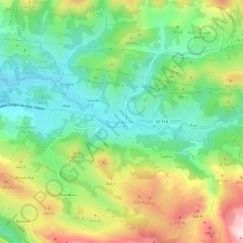 Carte topographique Benia de Onís, altitude, relief