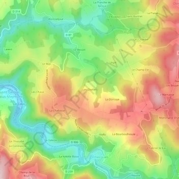 Carte topographique Les Chelles, altitude, relief