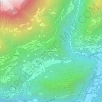 Carte topographique Cadelsasso, altitude, relief