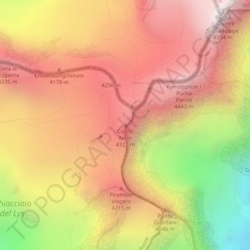 Carte topographique Corno Nero, altitude, relief