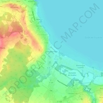 Carte topographique Excenevex-Plage, altitude, relief