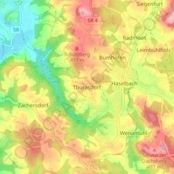 Carte topographique Thurasdorf, altitude, relief