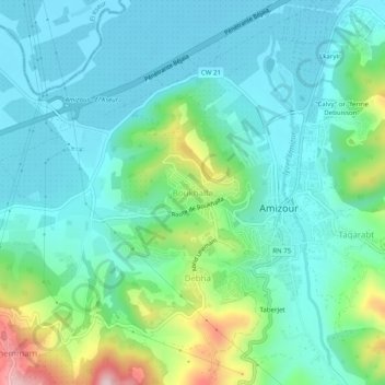Carte topographique Boukhalfa, altitude, relief
