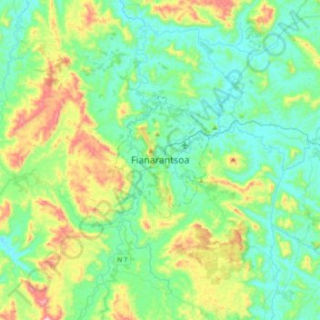 Carte topographique Fianarantsoa, altitude, relief