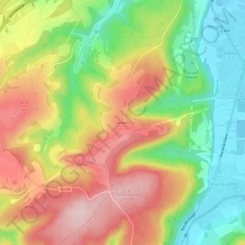 Carte topographique Lucelans, altitude, relief