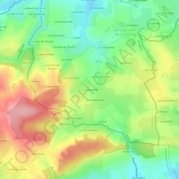 Carte topographique La Chauvière, altitude, relief