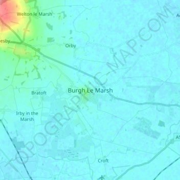 Carte topographique Burgh Le Marsh, altitude, relief