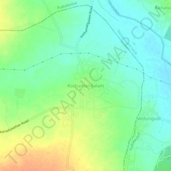 Carte topographique Kothamangalam, altitude, relief