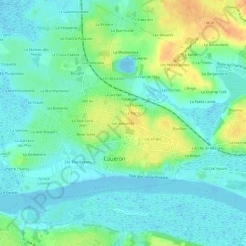 Carte topographique Les Epinettes, altitude, relief
