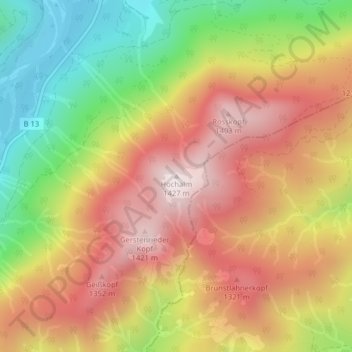 Carte topographique Hochalm, altitude, relief