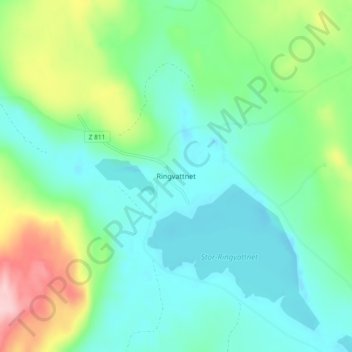 Carte topographique Ringvattnet, altitude, relief