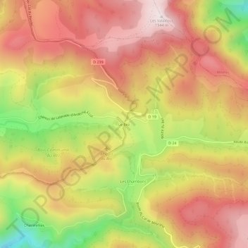 Carte topographique Le Bez, altitude, relief