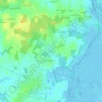 Carte topographique Marlais, altitude, relief