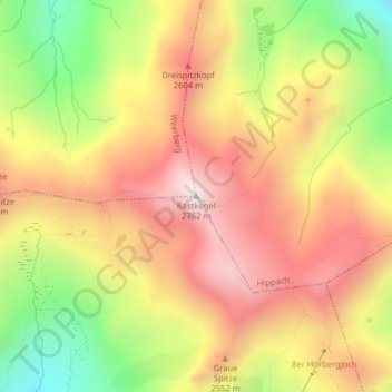 Carte topographique Rastkogel, altitude, relief