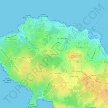 Carte topographique Ker Borny, altitude, relief