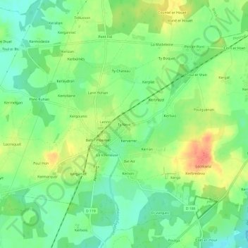 Carte topographique Ty Nevé, altitude, relief