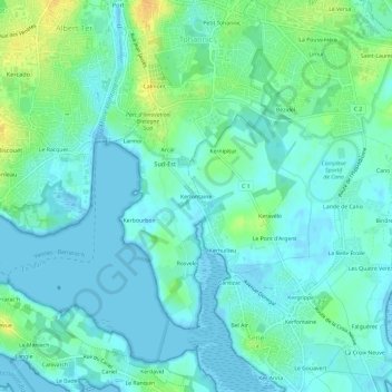 Carte topographique Kerfontaine, altitude, relief