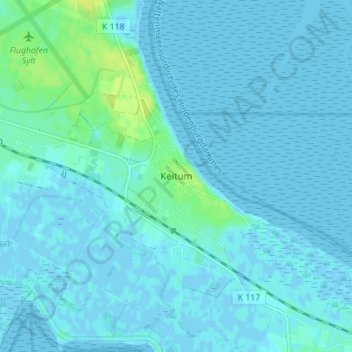 Carte topographique Keitum, altitude, relief