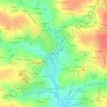 Carte topographique Launay Geffroi, altitude, relief