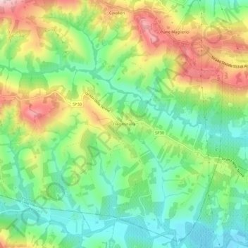 Carte topographique Treciminiere, altitude, relief