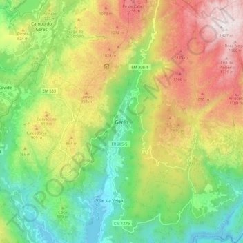 Carte topographique Gerês, altitude, relief