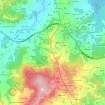 Carte topographique Altamira, altitude, relief