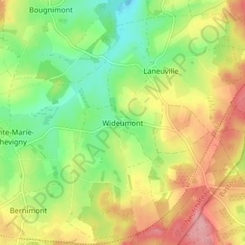 Carte topographique Wideumont, altitude, relief