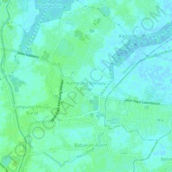 Carte topographique Kampung Melayu Timur, altitude, relief